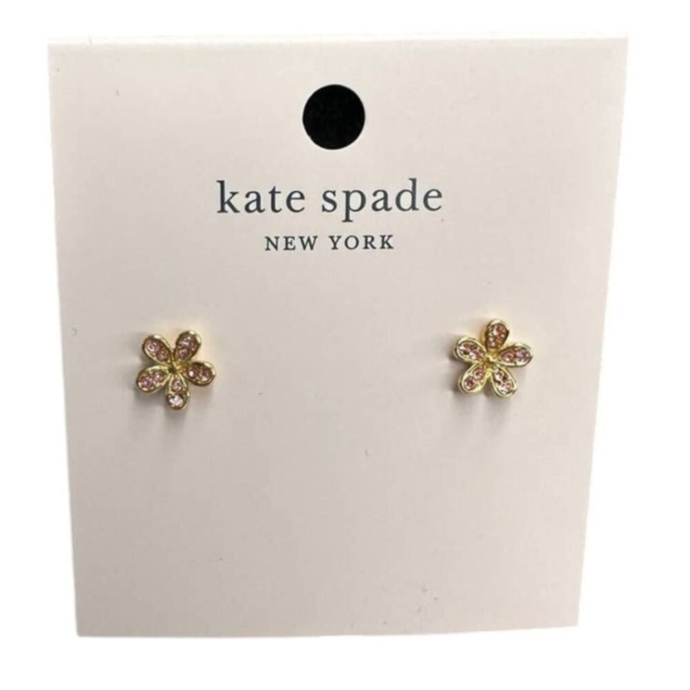 Kate Spade Gleaming Garden Delicate Flower Stud Earrings Light Peach Gold Tone